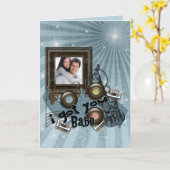 verjaardagsrock-'n roll-fotokaart kaart (Gele Bloem)