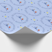 Verjaardagsroeier aangepaste tekst blauw cadeaupapier (Hoek)