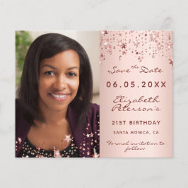 Verjaardagsroos blozen foto budget Save the Date Flyer