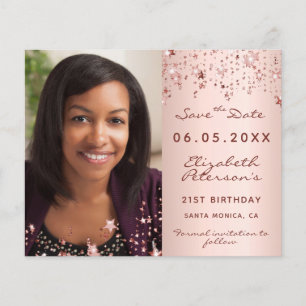 Verjaardagsroos blozen foto budget Save the Date Flyer