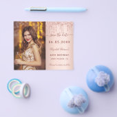 Verjaardagsroos glitter foto budget Save the Date Flyer (Enkel)