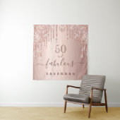 Verjaardagsroos goud roze druipt wandkleed (In situ)