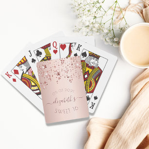 Verjaardagsroosgoud roze glinsterende sterren voor pokerkaarten