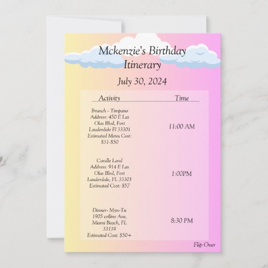 verjaardagsroute kaart (Voorkant)