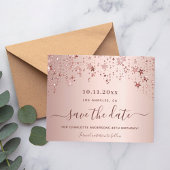 Verjaardagsroze gouden sterren save the date kaart