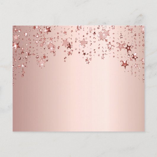 Verjaardagsroze gouden sterren save the date kaart (Achterkant)