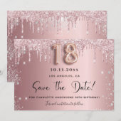 Verjaardagsroze met zilveren save the date voor 18 (Voorkant / Achterkant)