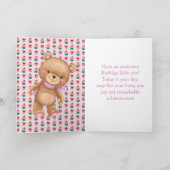 verjaardagsroze teddyballonnetje kaart (Binnen)