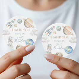 Verjaardagsruimtedank je favoriet melkweg raket ronde sticker