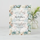 Verjaardagssalie groene witte bloemen kaart (Staand voorkant)