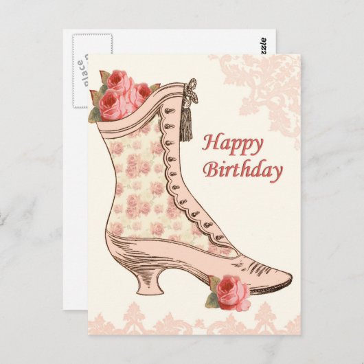  verjaardagsschoen met briefkaart en rozen (Voorkant / Achterkant)