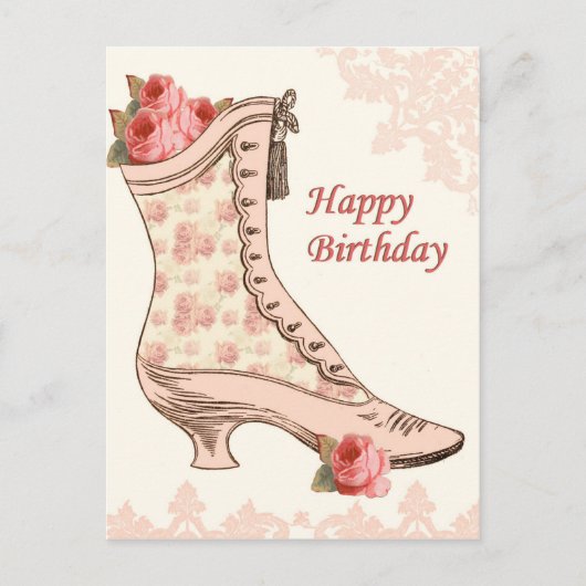  verjaardagsschoen met briefkaart en rozen (Voorkant)