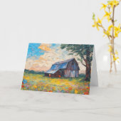 Verjaardagsschuur in veld met wilde bloemen kaart (Gele Bloem)