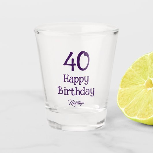 Verjaardagsscript voor 40e verjaardagsfeestje Naam Shot Glas (Voorkant)