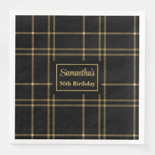 Verjaardagsservetten Elegant Zwart Goud Monogram Servet