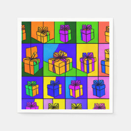 Verjaardagsservetten met cadeau-design servet