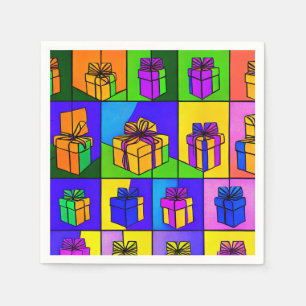 Verjaardagsservetten met cadeau-design servet