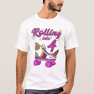 Verjaardagsshirt eenhoorn roller ska 4 jaar t-shirt