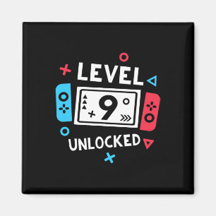 Verjaardagsshirt Jongen Level 9 Ontgrendeld Videos Magneet