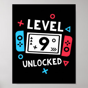 Verjaardagsshirt Jongen Level 9 Ontgrendeld Videos Poster