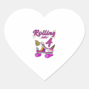 Verjaardagsshirt met eenhoorn op rollerskates hart sticker