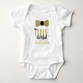 Verjaardagsshirt voor heren met ONEderful in zwart Romper
