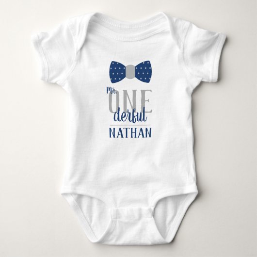 Verjaardagsshirt voor meneer ONEderful in blauw en Romper (Voorkant)