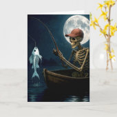 Verjaardagsskelet Gevist in een houten roeiboot Kaart (Gele Bloem)