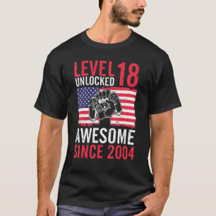 Verjaardagsspel Niveau 18 Jaar Oud Ontgrendeld Gew T-shirt