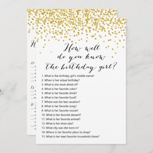 Verjaardagsspellen x2 - telefoon spel | Wie weet Kaart (Voorkant / Achterkant)