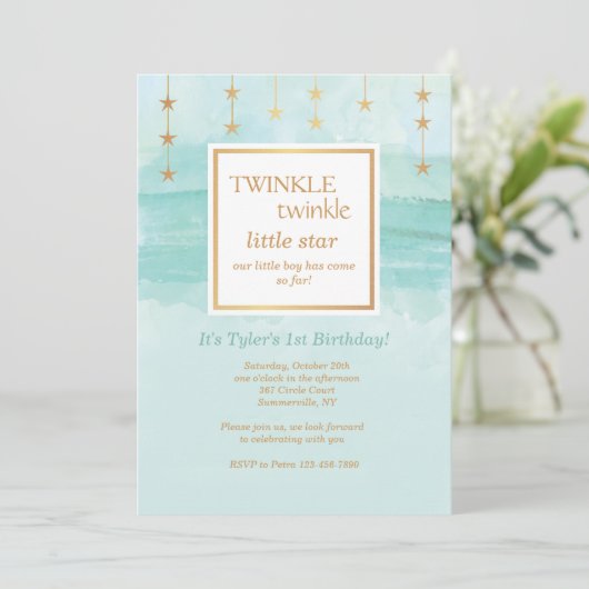 Verjaardagsster Uitnodiging (Staand voorkant)