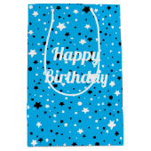 verjaardagssterren op aqua blue medium cadeauzakje (Voorkant)