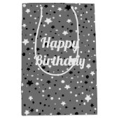 verjaardagssterren op grijs medium cadeauzakje (Voorkant)