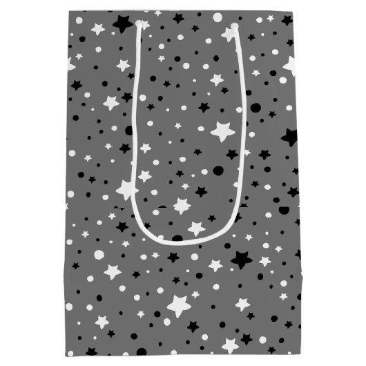 verjaardagssterren op grijs medium cadeauzakje (Achterkant)