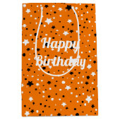 Verjaardagssterren op sinaasappel medium cadeauzakje (Voorkant)