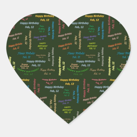 Verjaardagssticker 12 februari hart sticker (Voorkant)