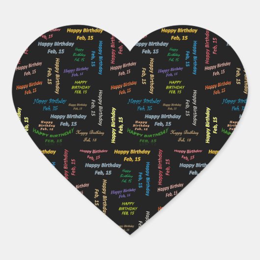 Verjaardagssticker 15 februari hart sticker (Voorkant)