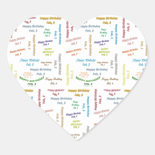 Verjaardagssticker 3 februari hart sticker (Voorkant)
