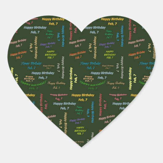 Verjaardagssticker 7 februari hart sticker (Voorkant)