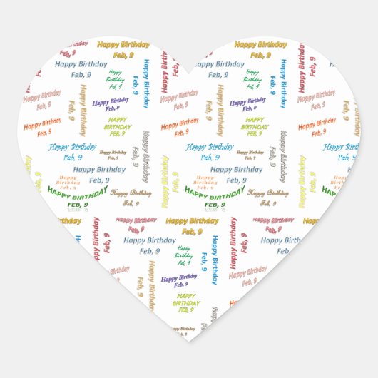 Verjaardagssticker 9 februari hart sticker (Voorkant)