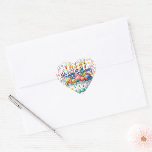 Verjaardagssticker Hart Sticker (Envelop)