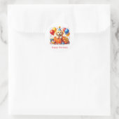 Verjaardagssticker Hondje Ronde Sticker (Tas)
