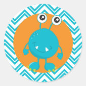 Verjaardagssticker Kleine Monster Ronde Sticker (Voorkant)