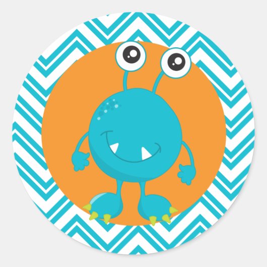 Verjaardagssticker Kleine Monster Ronde Sticker (Voorkant)