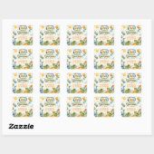 Verjaardagssticker met cute dinosaurus vierkante sticker (Vel)