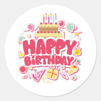 Verjaardagssticker met ster ⭐ ronde sticker