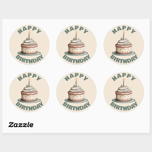 Verjaardagssticker Ronde Sticker (Vel)