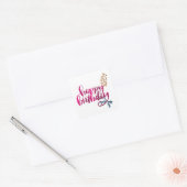 Verjaardagssticker vierkante sticker (Envelop)