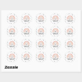 Verjaardagsstickers met regenboog en harten ronde sticker (Vel)
