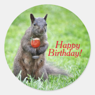 Verjaardagsstickers van Party Squirrel Ronde Sticker